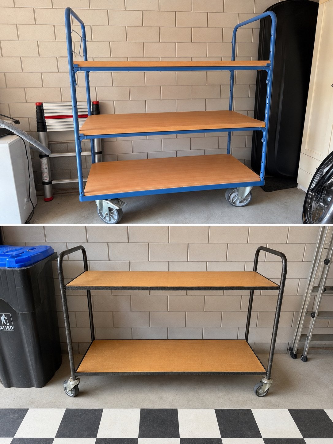 Twee Verrijdbare trolley/serveerwagen met 2 en 4 planken, Ophalen