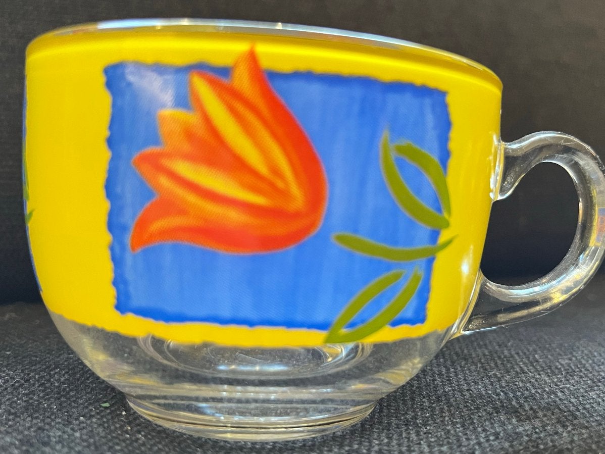 6 Vintage Luminarc Malys franse kopjes met tulp, Antiek en Kunst, Ophalen of Verzenden