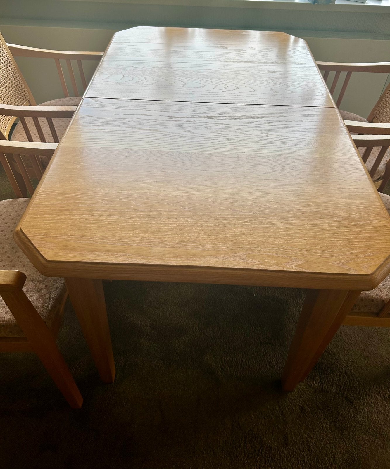 Eethoek blank eiken met 4 stoelen, Ophalen, Gebruikt, 100 tot 150 cm, Eikenhout