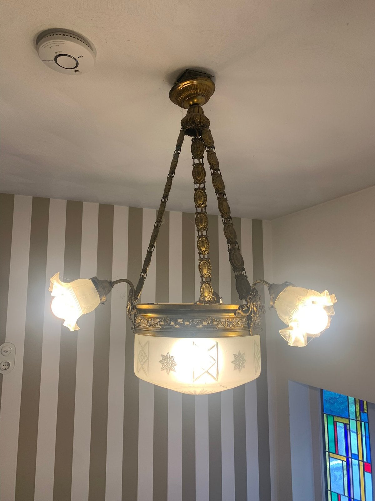 Art Deco hanglamp., Ophalen, Art Deco/Art Nouveau, E27 (groot), Zo goed als nieuw