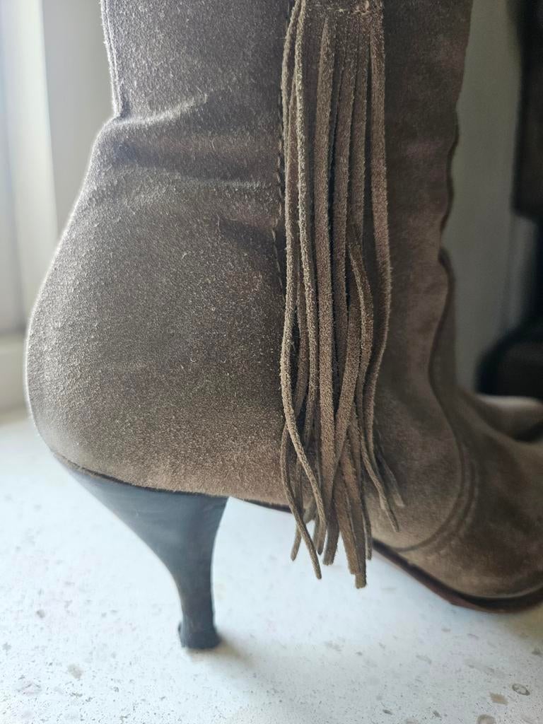 Gave zand/taupe suede laarzen maat 37,5, Hoge laarzen, Beige, Ophalen of Verzenden, Zo goed als nieuw