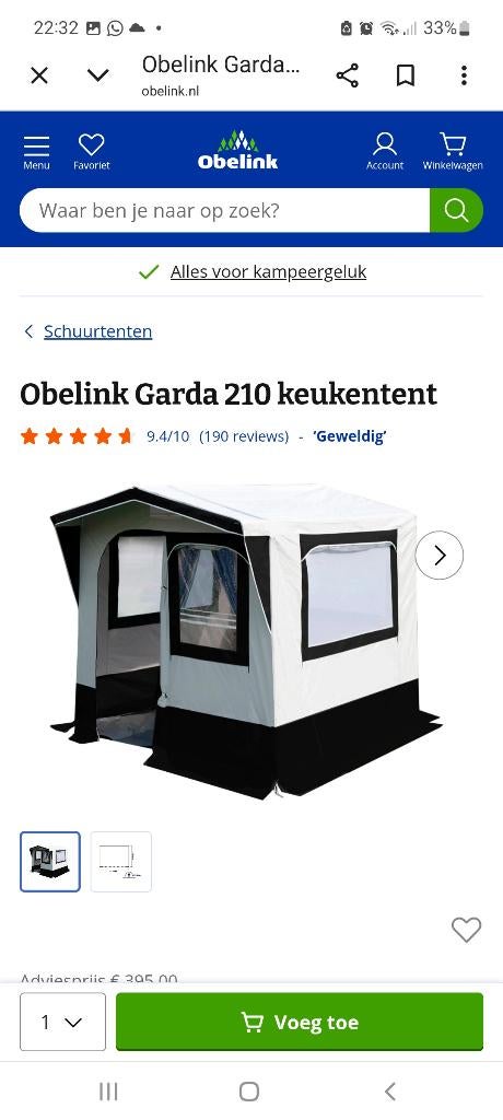 Schuur / keuken tent, Ophalen, Zo goed als nieuw