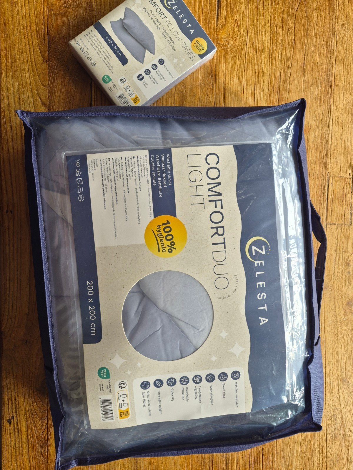 nieuw: Zelesta Comfortduo Zomer Dekbed Lichtblauw 200x200 cm, Huis en Inrichting, Ophalen, Blauw, Deken of Dekbed, Nieuw