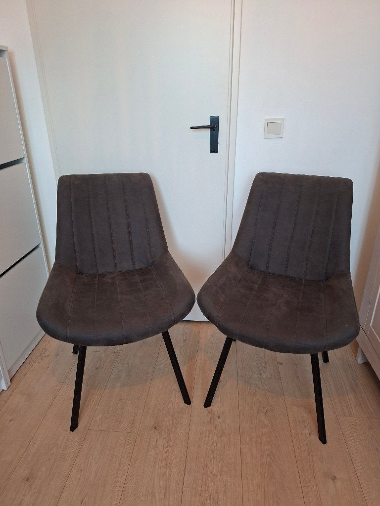 2x eetkamerstoel, antraciet (Pronto Wonen), Ophalen, Overige materialen, Twee, Zo goed als nieuw