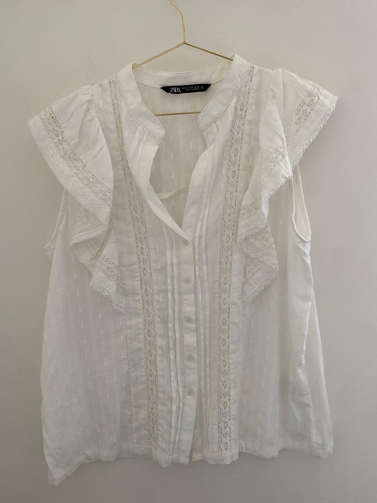Zara blousje mouwloos (nieuw zonder prijskaartje), Ophalen of Verzenden, Nieuw, Maat 38/40 (M), Wit