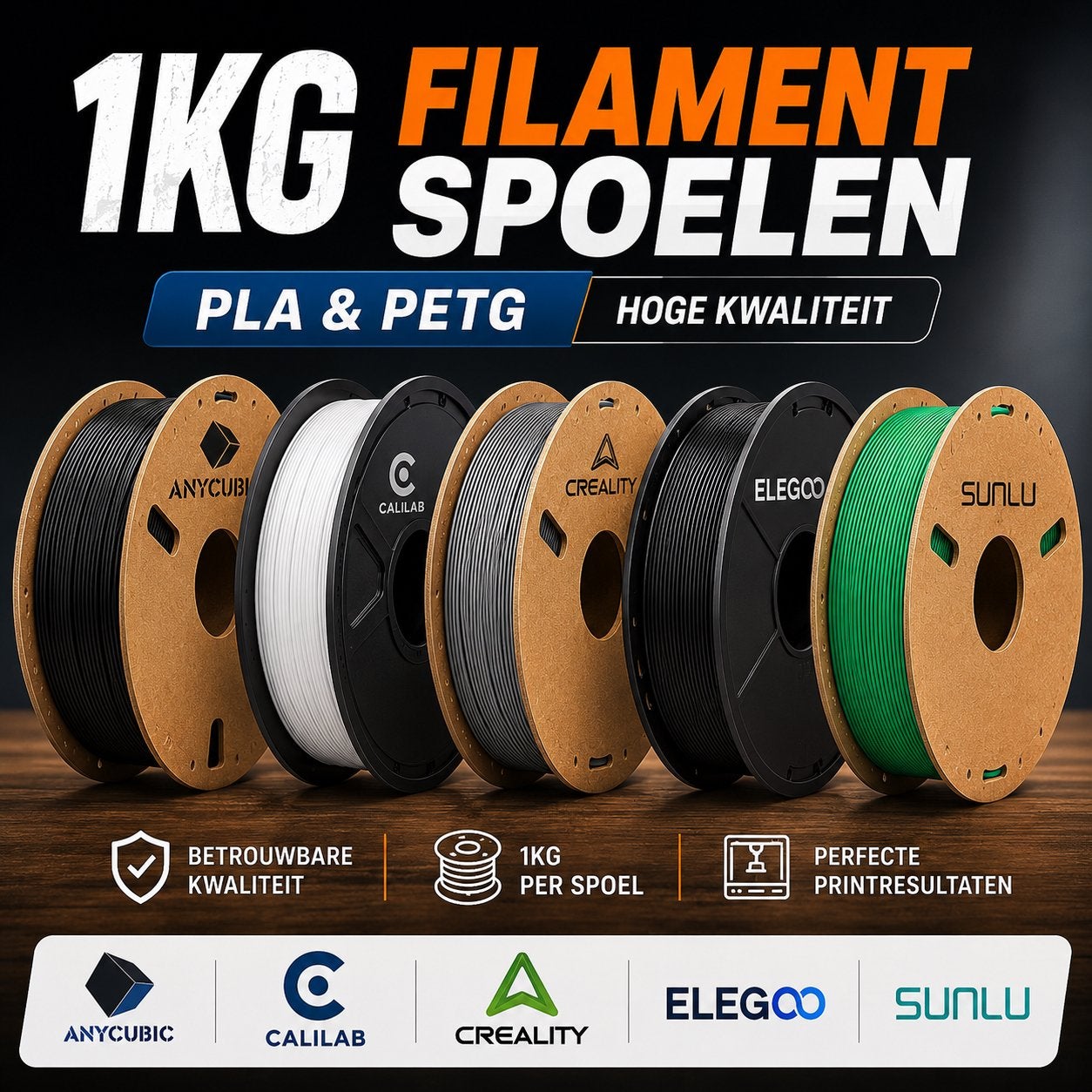 Filament Spoelen PLA & PETG – SUNLU / Creality / Anycubic, Ophalen of Verzenden, Nieuw, Filament