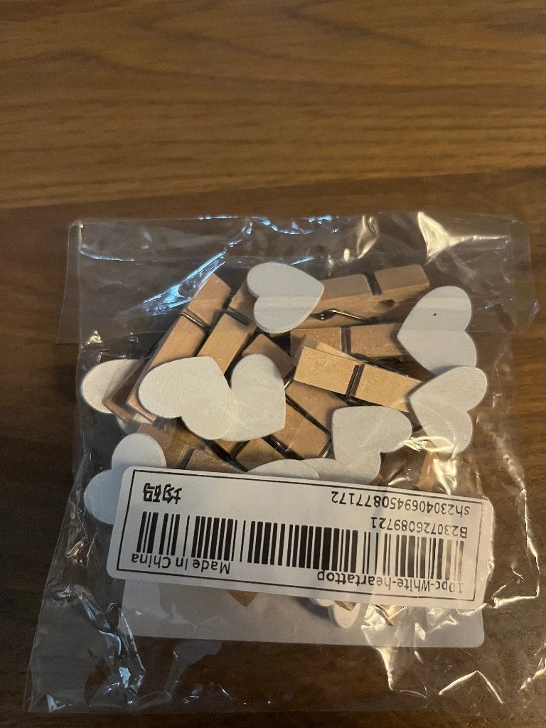Mini houten wasknijpers met wit hartje, Hobby en Vrije tijd, Knutselen, Ophalen of Verzenden, Nieuw, Overige typen, Overige merken