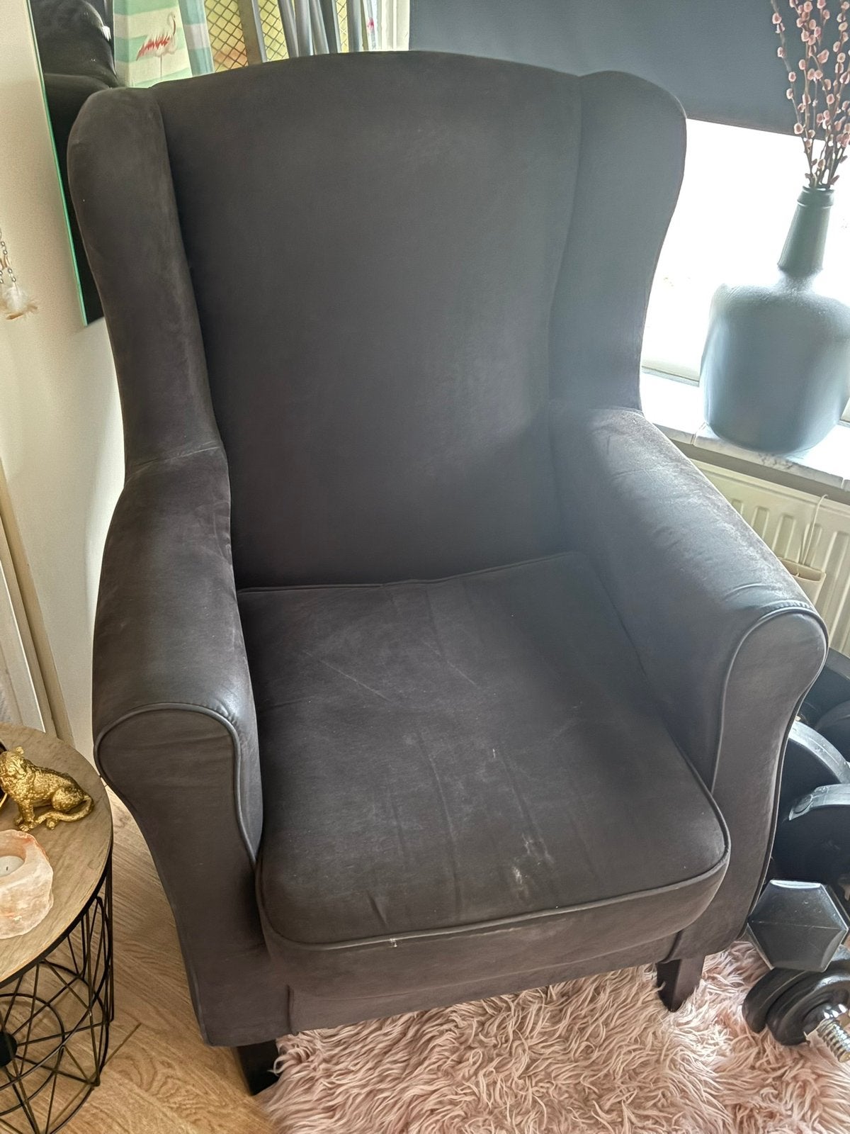 Zwarte fauteuil zgan, Huis en Inrichting, Fauteuils, Ophalen, Zo goed als nieuw, 50 tot 75 cm