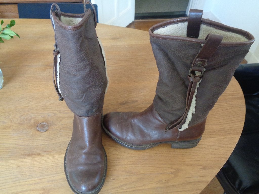 Tommy Hilfiger gevoerde suede/leren laarzen:mt 38, Hoge laarzen, Ophalen of Verzenden, Zo goed als nieuw, Grijs