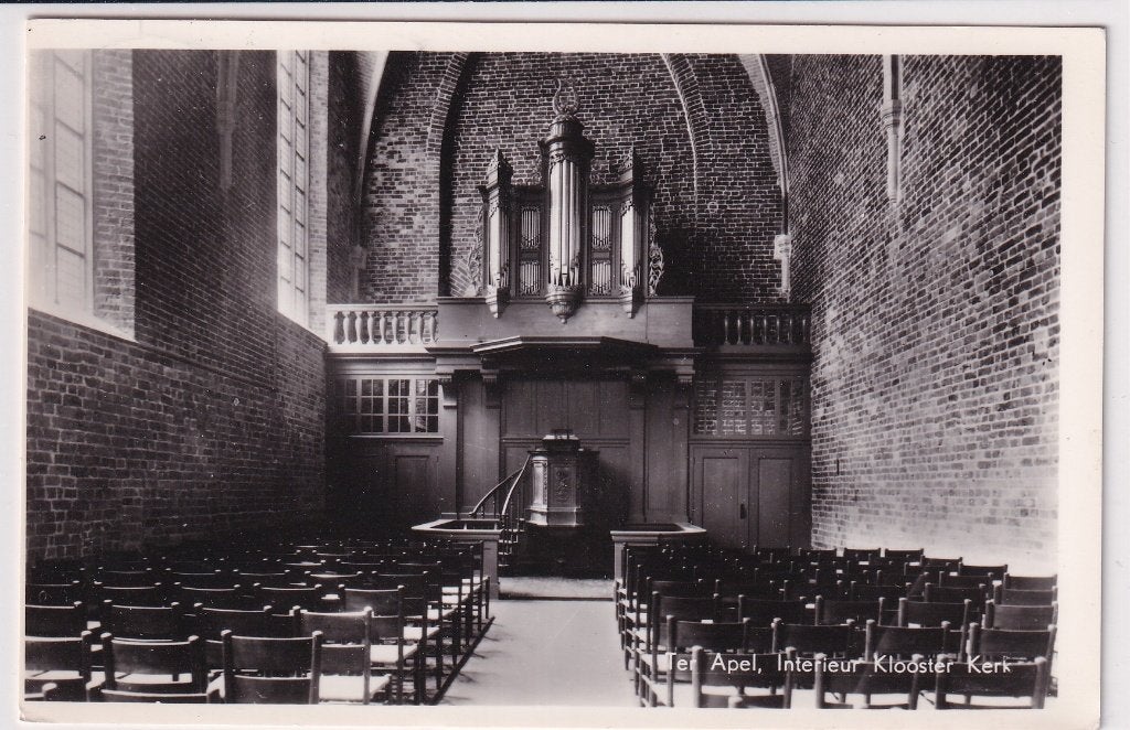 Ter Apel interieur Klooster Kerk, Ophalen of Verzenden, 1960 tot 1980, Gelopen, Groningen
