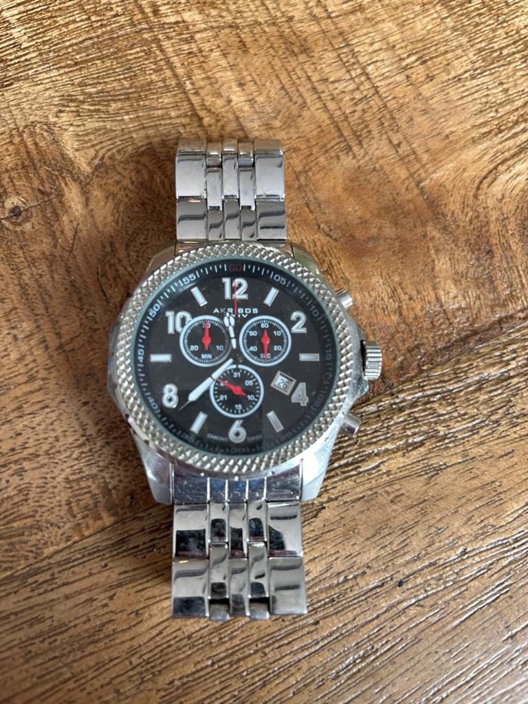Akribos horloge, Sieraden, Tassen en Uiterlijk, Horloges | Heren, Overige merken, Staal, Gebruikt, Staal