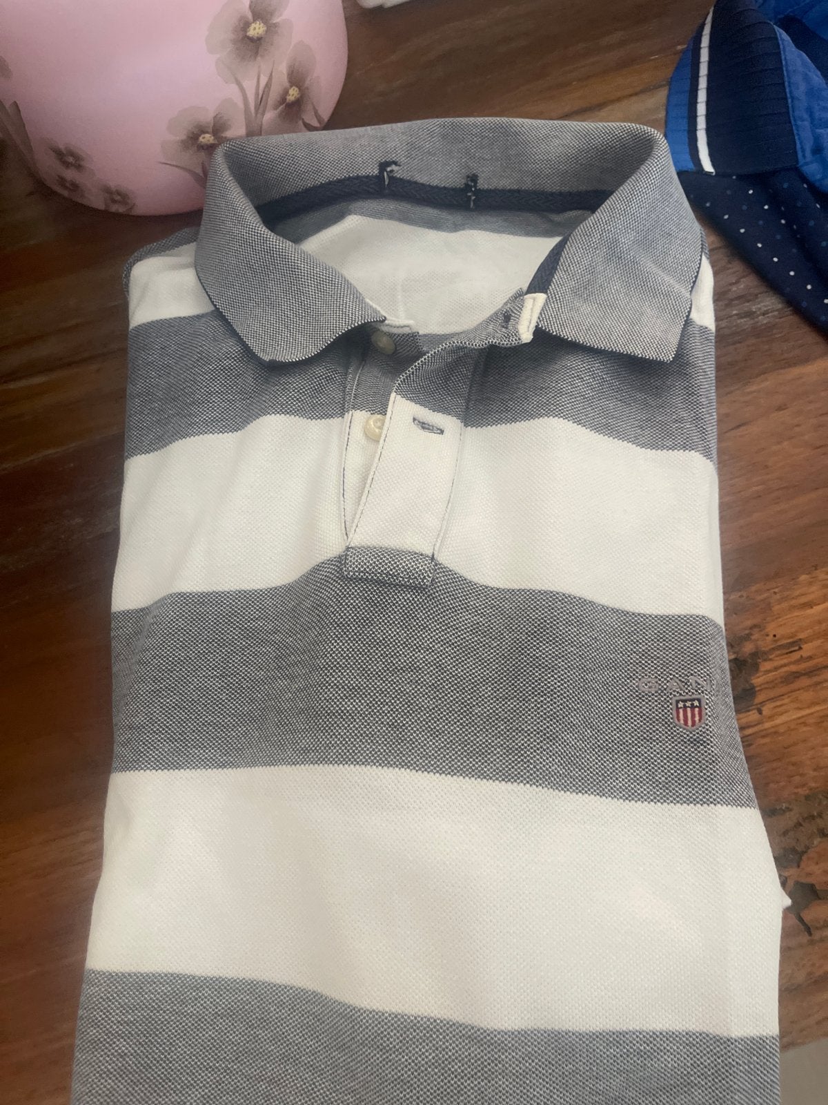GANT Polo Shirt Gestreepte Heren Polo, Kleding | Heren, Polo's, Ophalen of Verzenden, Zo goed als nieuw, Maat 48/50 (M), Wit