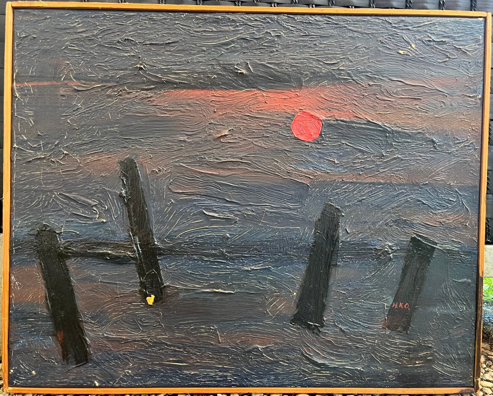 Harm Kamerlingh Onnes (1893-1985) schilderij Katwijk nacht, Maritiem / water, Doek, Ophalen of Verzenden, Olieverf