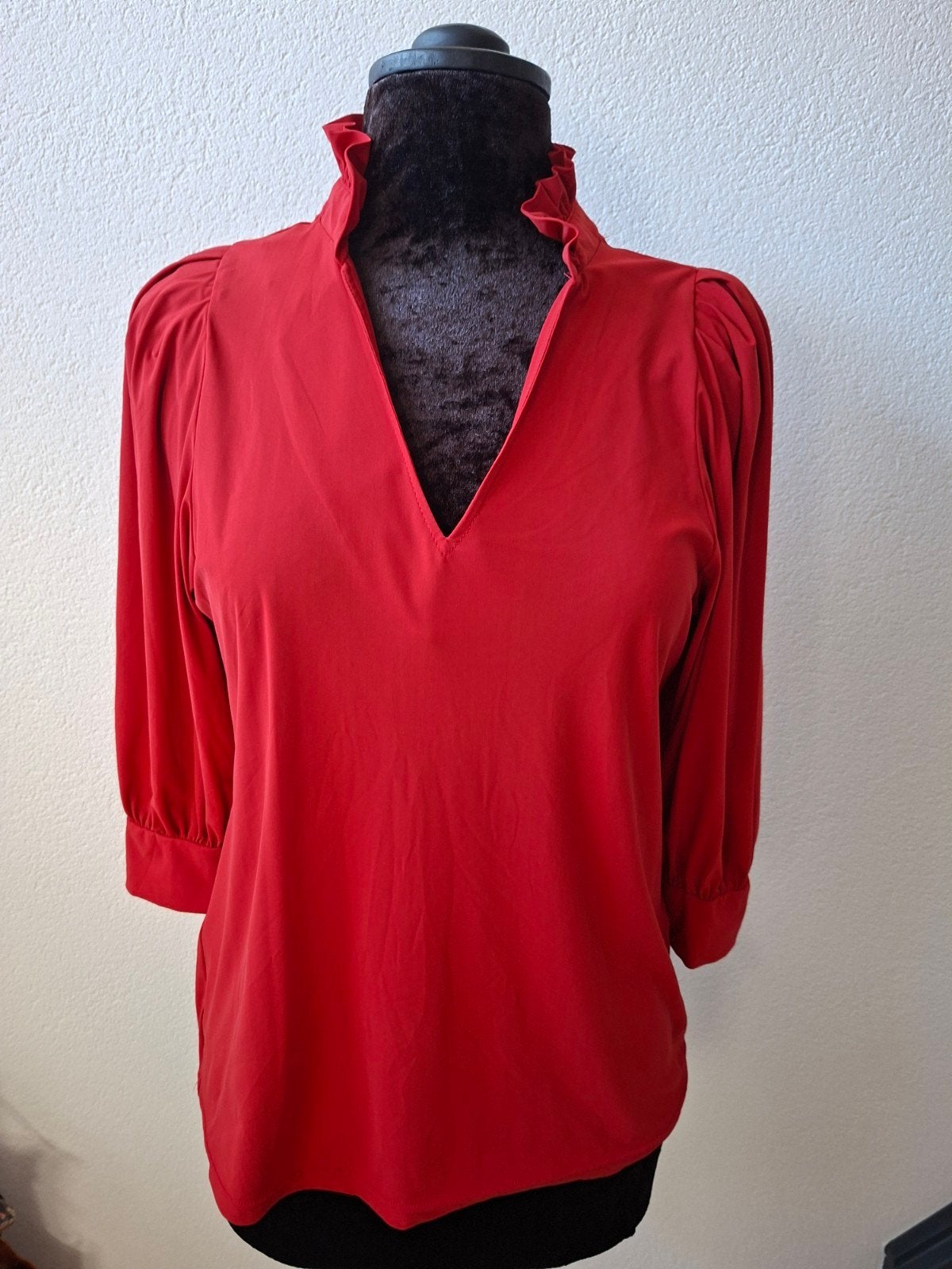 Studio Anneloes Poppy Blouse - Rode top met ruches, Maat 38/40 (M), Studio Anneloes, Ophalen of Verzenden, Zo goed als nieuw