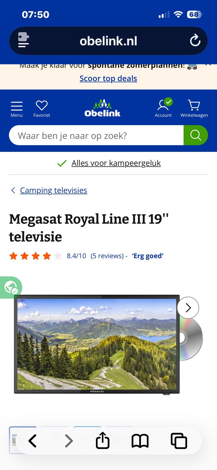 Megasat Royal Line III 19” tv, Ophalen, Zo goed als nieuw