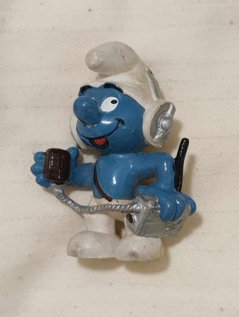 CB smurf met radio en koptelefoon (lange antenne), Ophalen of Verzenden, Gebruikt, Overige Smurfen, Poppetje, Figuurtje of Knuffel