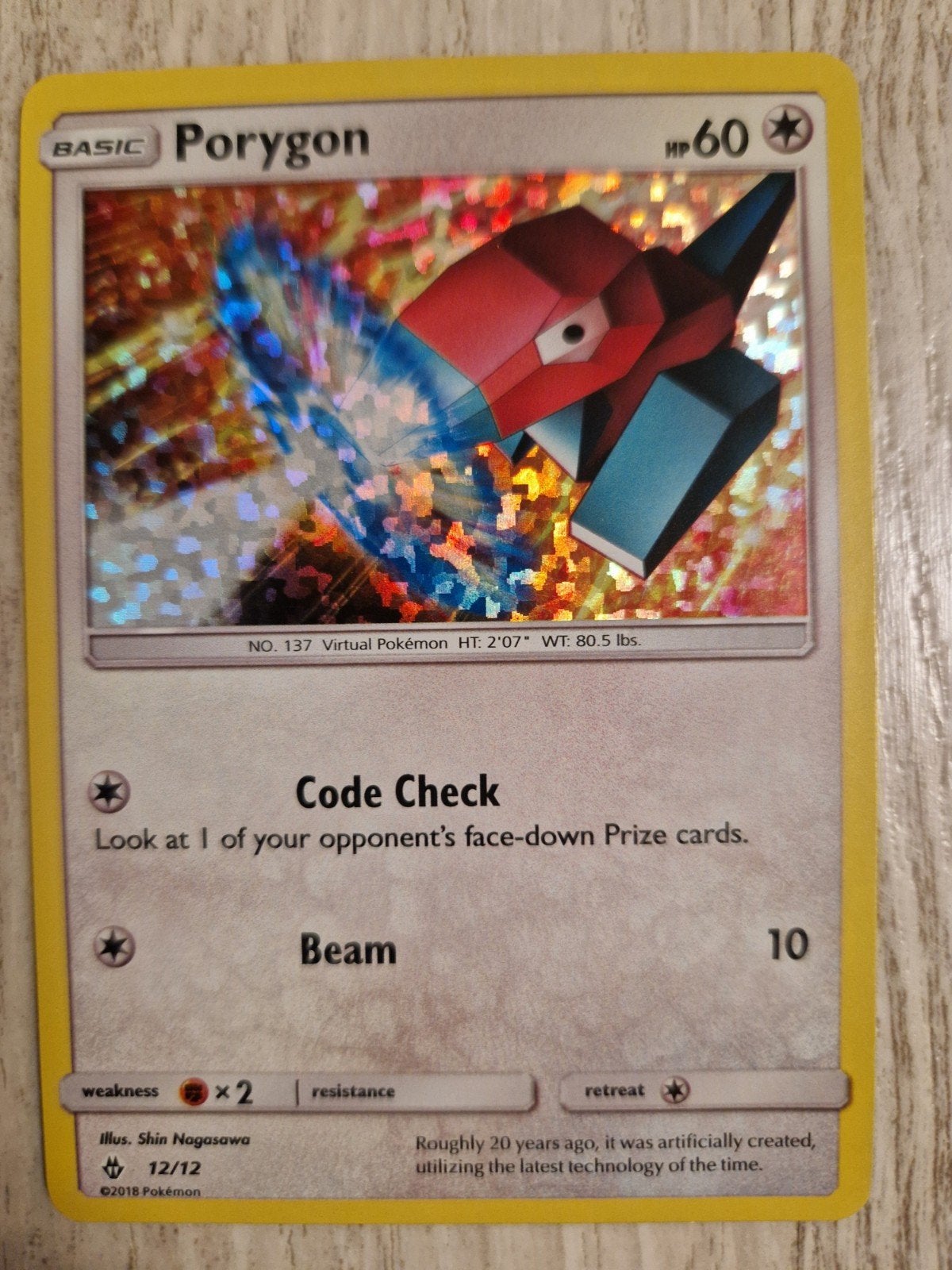 Porygon Pokémonkaart 12/12 McDonald's promos 2018, Ophalen of Verzenden, Zo goed als nieuw, Losse kaart, Foil
