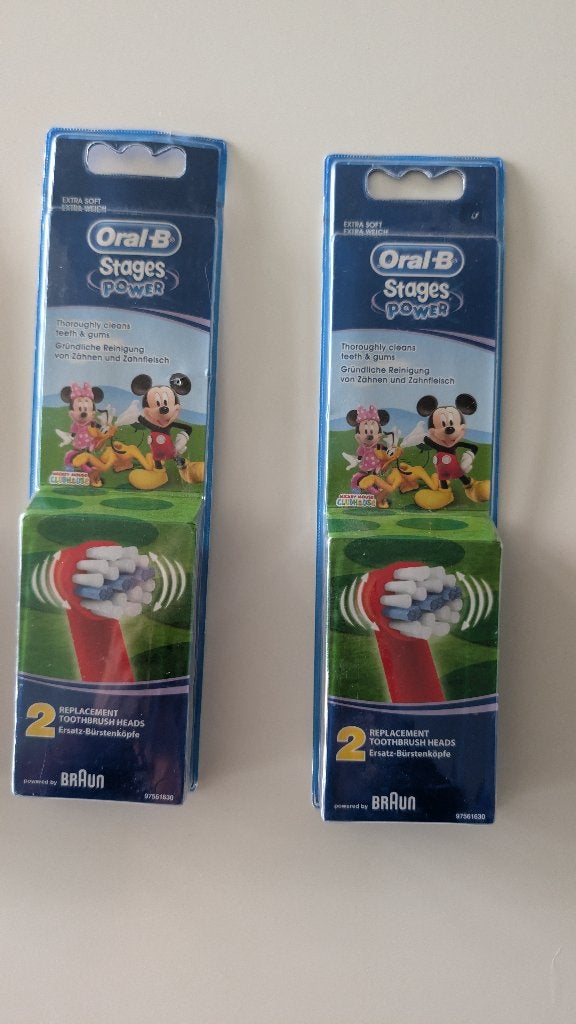 Oral-B Stages Power - Mickey Mouse - 2x 2 opzetborstels, Ophalen of Verzenden, Nieuw, Opzetborstel