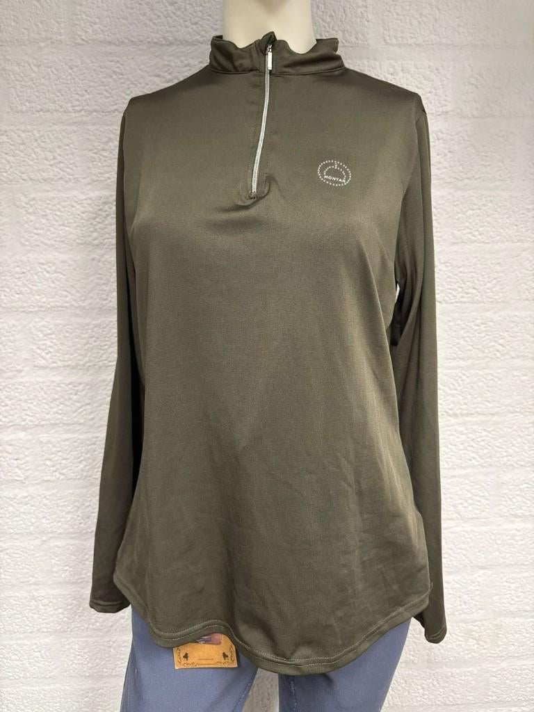 Montar longsleeve top groen 42, Gebruikt, Dressuur, Ophalen of Verzenden, Dames