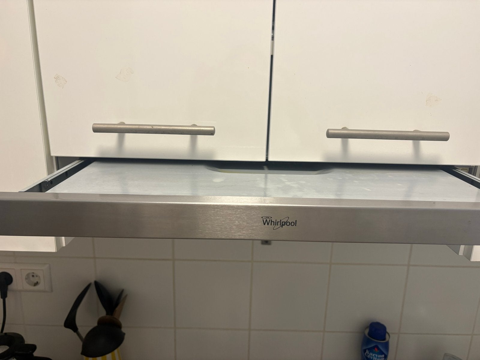 Whirlpool vlakscherm afzuigkap - RVS, Witgoed en Apparatuur, Gebruikt, Ophalen of Verzenden, Inbouw, Vlakschermkap