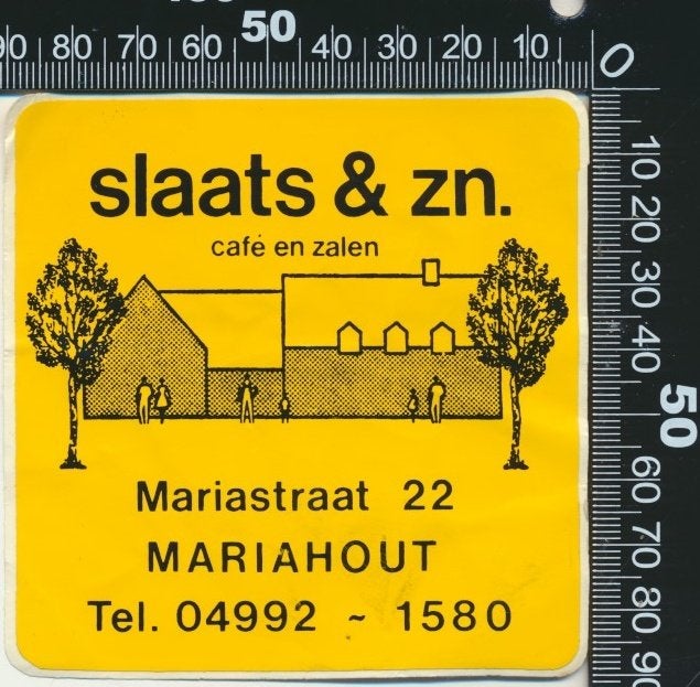 Sticker: Slaats Cafe en Zalen - Mariahout, Ophalen of Verzenden, Zo goed als nieuw, Bedrijf of Vereniging
