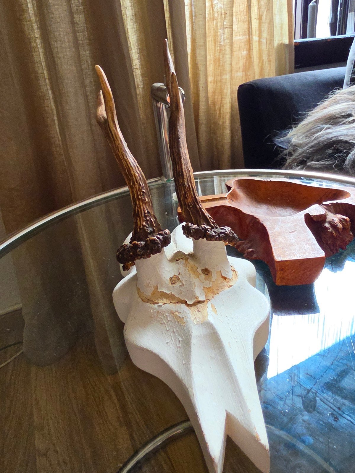 Vintage Herten Gewei op Houten Schild - Decoratief, Ophalen of Verzenden