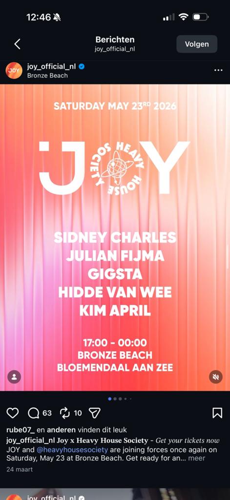 Joy x heavy house  society Bloemendaal, Tickets en Kaartjes, Evenementen en Festivals, Twee personen