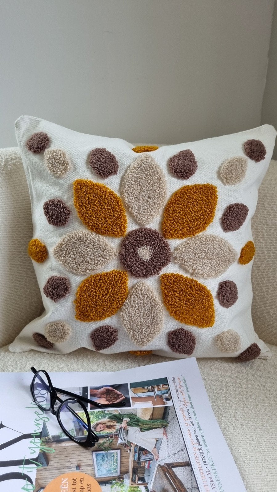 Decoratief Sierkussen met Bloemenpatroon - Meerkleurig, Huis en Inrichting, Overige merken, Meerkleurig, Inclusief binnenkussen
