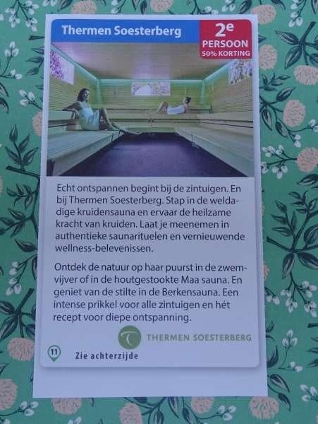Thermen Soesterberg kortingsbon 2e persoon 50% korting, Tickets en Kaartjes, Kortingen en Cadeaubonnen, Twee personen, Spa of Sauna
