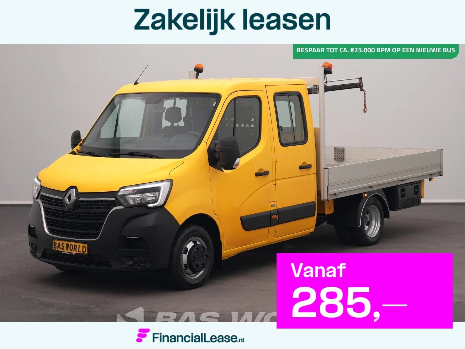 Renault Master 165PK Kraanwagen Maxilift Dubbel Cabine Dubbe, Start-stop-systeem, Stof, Gebruikt, Euro 6