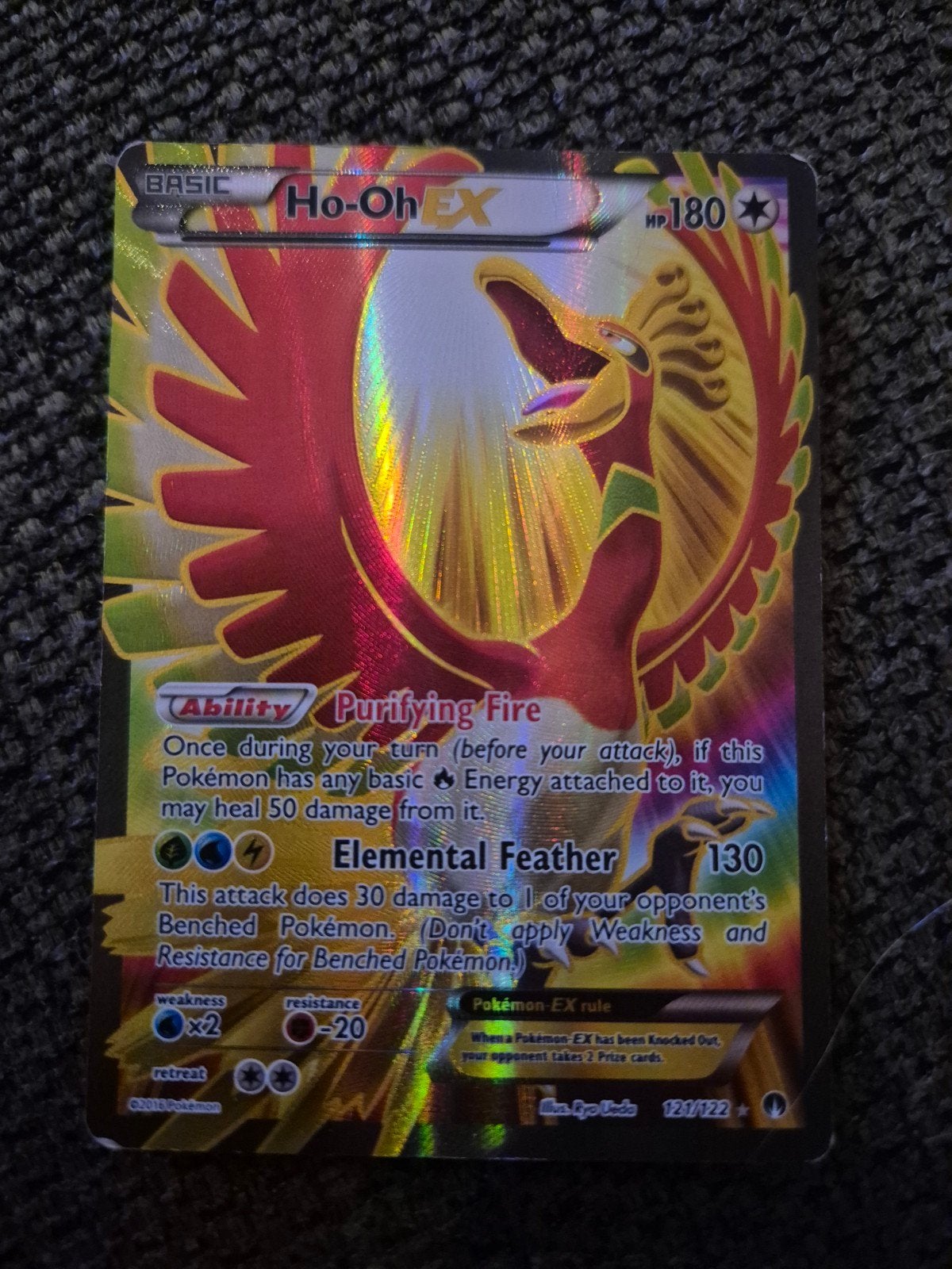 Ho-Oh EX Pokémon kaart (Foil) 121/122, Hobby en Vrije tijd, Ophalen of Verzenden, Gebruikt, Losse kaart, Foil