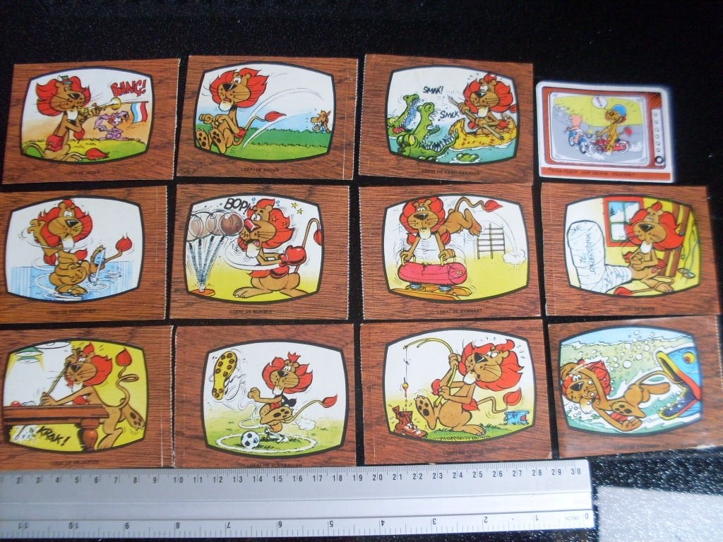 12x sticker Loeki de Leeuw reclame ster nutricia vintage, Verzenden, Zo goed als nieuw, Film, Tv of Omroep