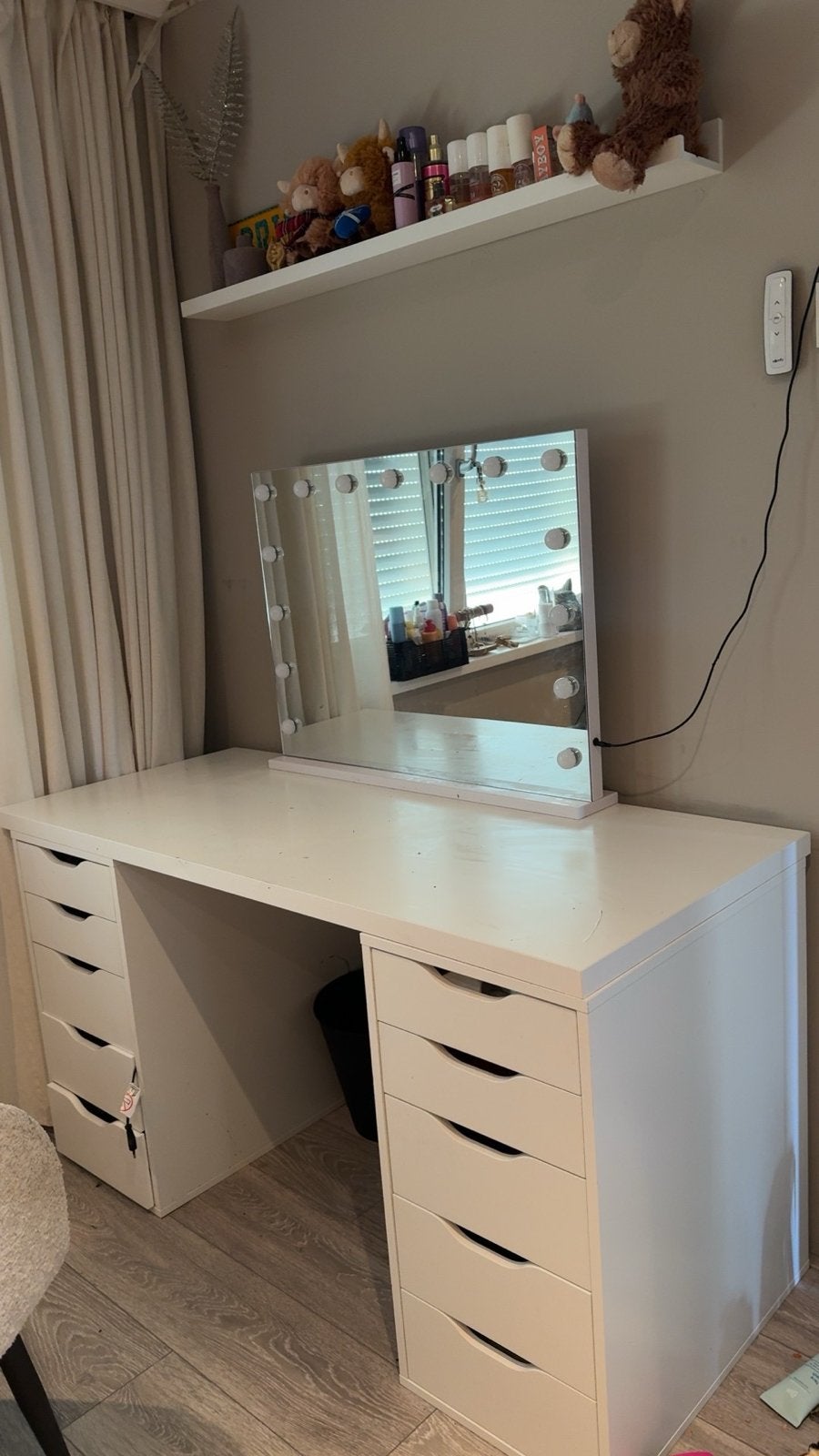 Witte make-up tafel met lades, Ophalen, Gebruikt, 100 tot 150 cm, Minder dan 100 cm