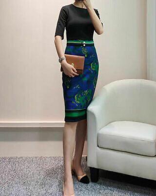 Ted Baker elegante jurk groen blauw dessin + riempje Ted1=S, Overige kleuren, Verzenden, Zo goed als nieuw, Maat 36 (S)
