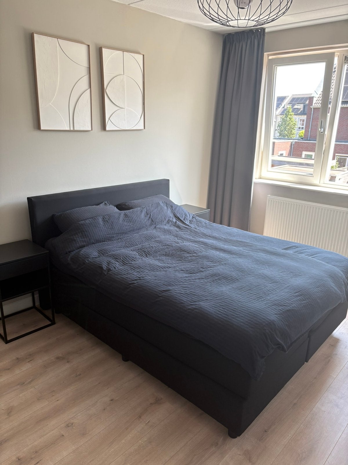Te koop Boxspring 160x200 zwart WEG=WEG, Ophalen, Zwart, Tweepersoons, Zo goed als nieuw