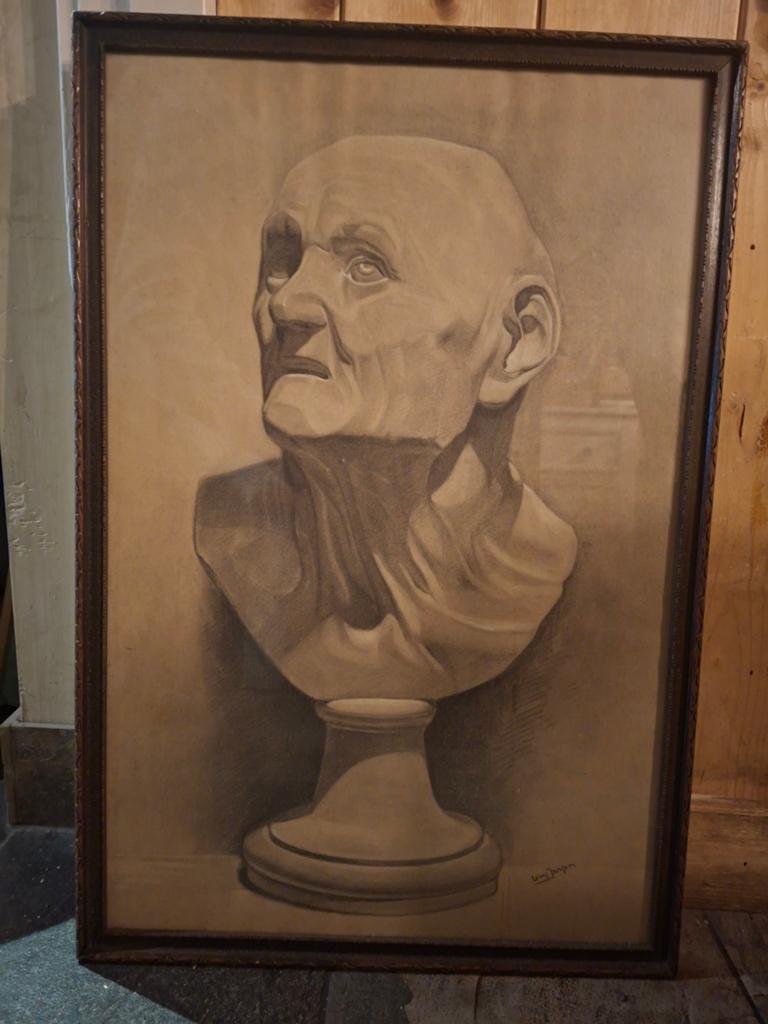 Vintage Buste Tekening Louis Jansen - Klassieke Kunst, Ophalen of Verzenden