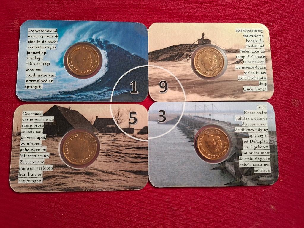 Herinneringsmunten Watersnoodramp 1953, Postzegels en Munten, Verzenden, Koningin Juliana, 5 cent, Setje
