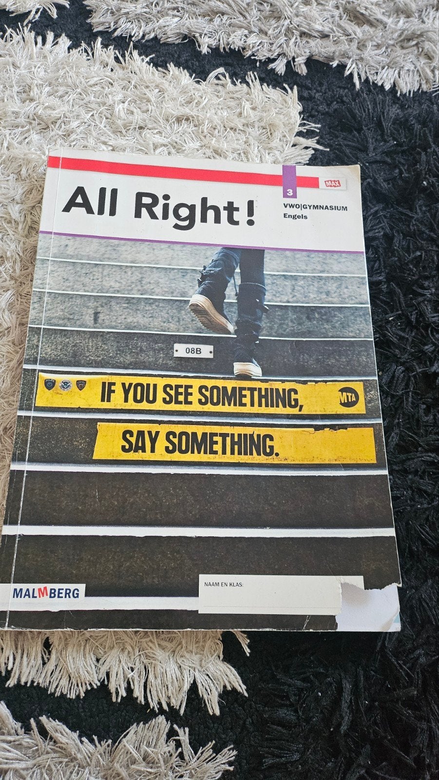 3 VWO Engels boek All Right! Malmberg - Goede staat, Ophalen, Gelezen, VWO, Engels