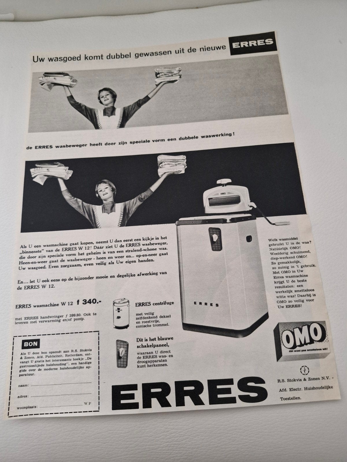 10 Vintage advertentie ERRES W 12 Wasmachine - Dubbele Wasw, Ophalen of Verzenden