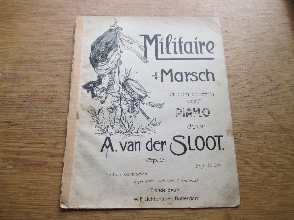 Militaire Marsch - A. van der Sloot (bladmuziek piano), Muziek en Instrumenten, Bladmuziek, Gebruikt, Klassiek, Ophalen of Verzenden