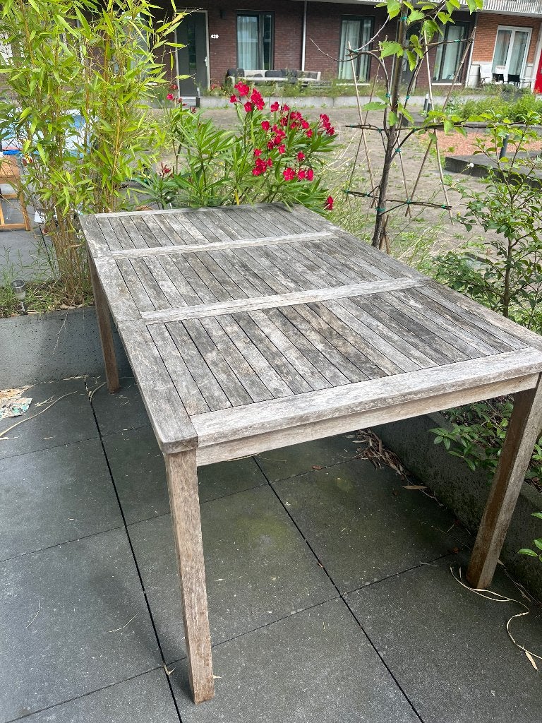 Houten Tuintafel 150x90, Ophalen, Gebruikt, Rechthoekig, Hout