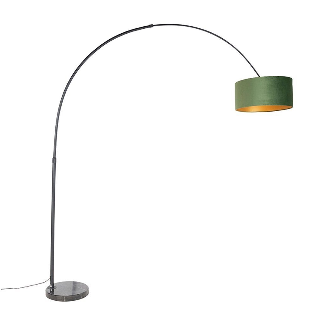 Booglamp XXL velours groen en goud, Huis en Inrichting, Lampen | Vloerlampen, Ophalen, Zo goed als nieuw, E27 (groot), 200 cm of meer