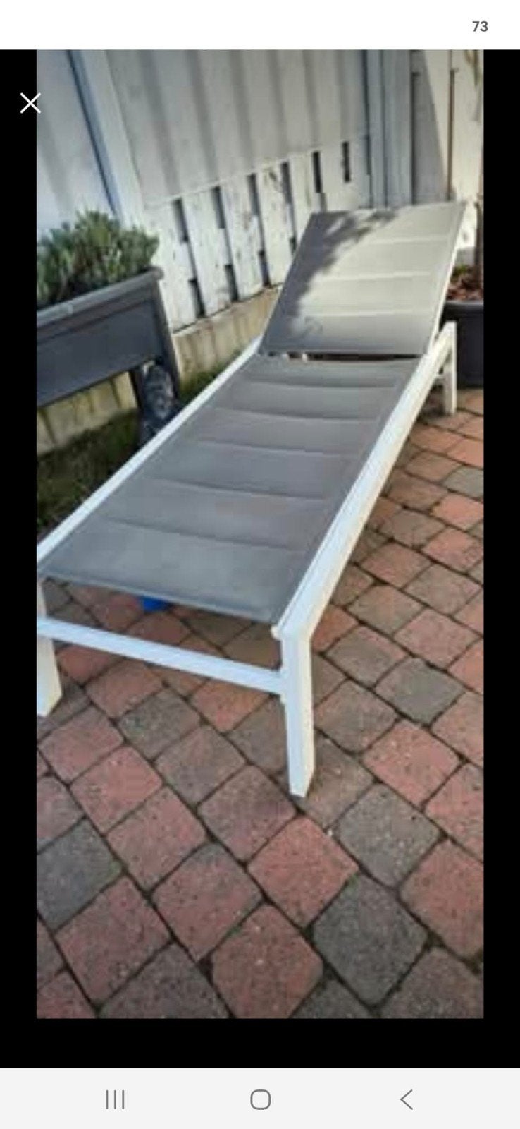 Stevig ligbed met verstelbare rugleuning - Aluminium wit, Tuin en Terras, Ophalen, Gebruikt, Aluminium, Verstelbaar