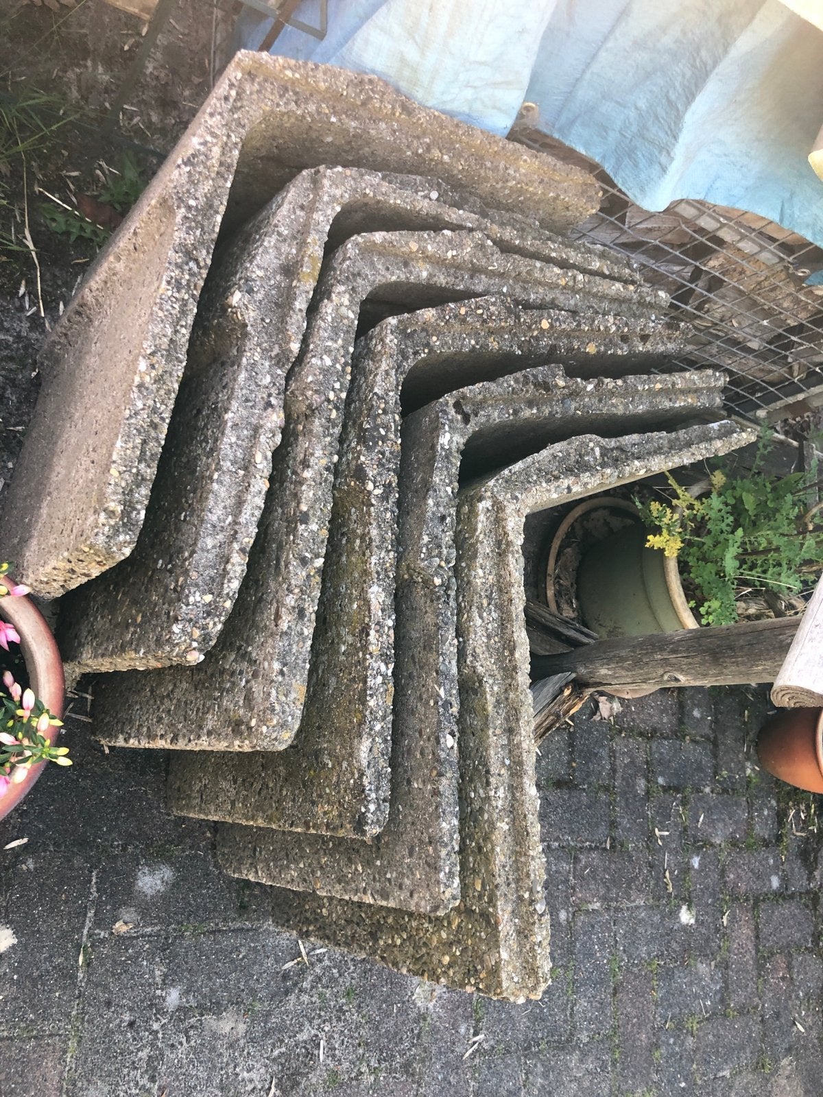 Betonnen L-elementen voor tuin of bestrating, Ophalen, Gebruikt, Overige typen, Minder dan 5 m²
