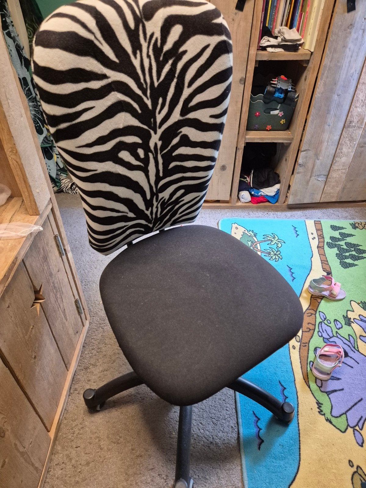Bureaustoel zebra print, Ophalen, Gebruikt, Zwart, Bureaustoel