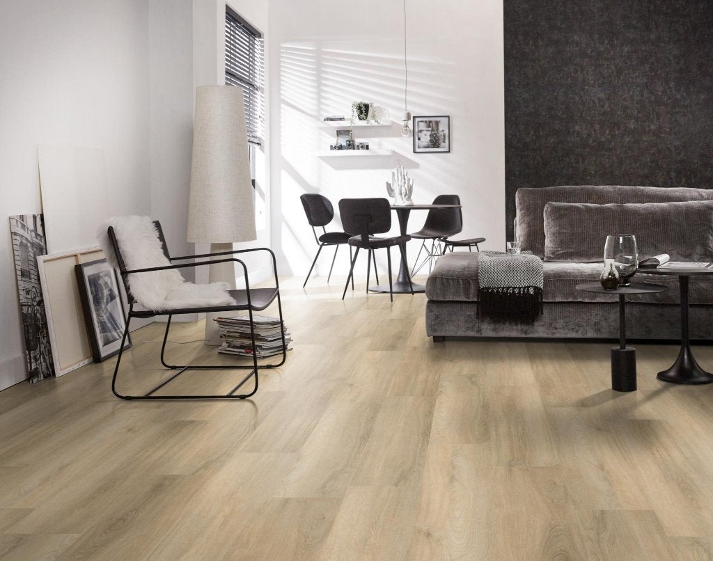 Pvc click Laminaat Natuur Eik Boston 4V-groev toplaag 0,50, 75 m² of meer, Nieuw, Ophalen of Verzenden, Pvc click rigid - Light natuur eiken kleur