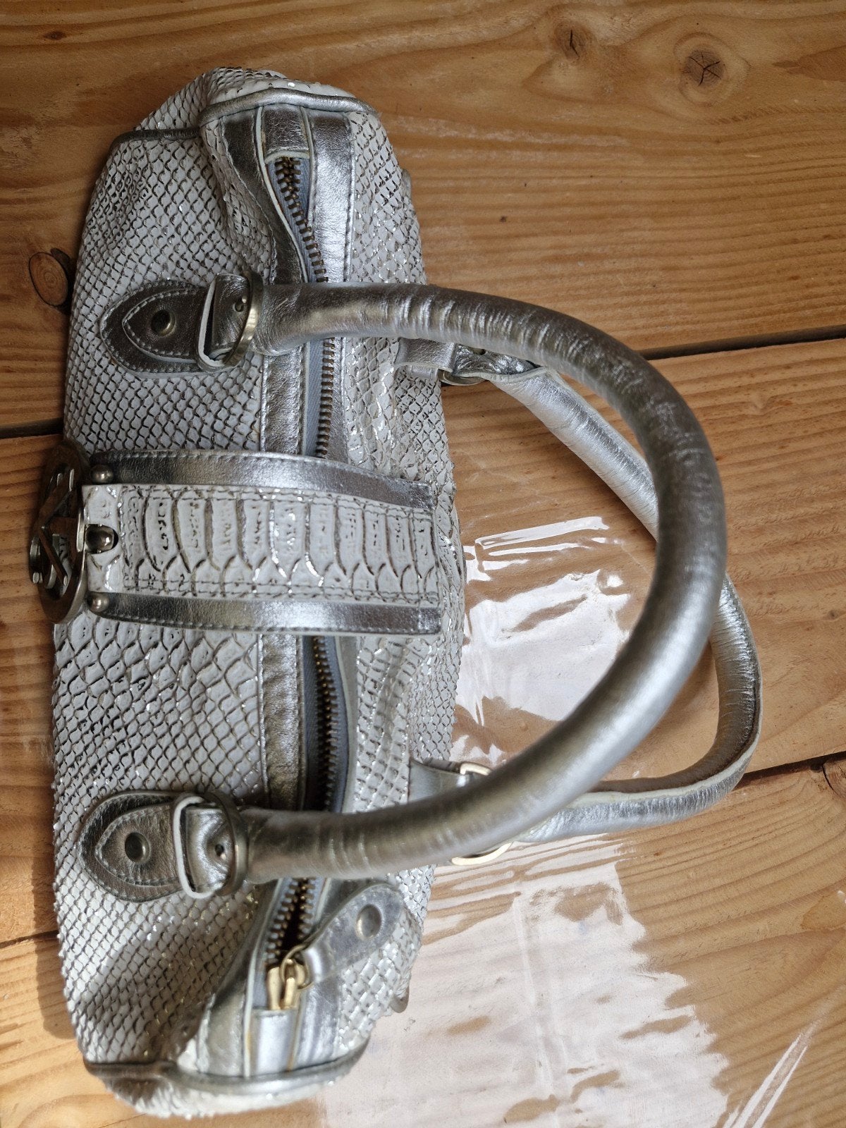 Versace Ittierre Handtas Zilver Slangenprint, Ophalen of Verzenden, Roze, Handtas