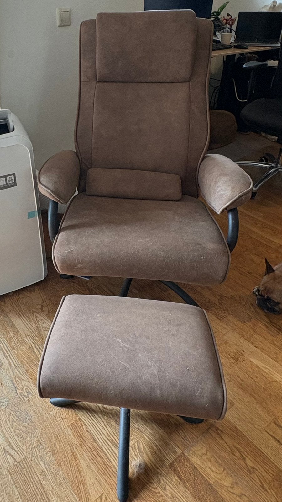 Draaifauteuil taupe, Huis en Inrichting, Fauteuils, Ophalen, Zo goed als nieuw, 75 tot 100 cm, 50 tot 75 cm