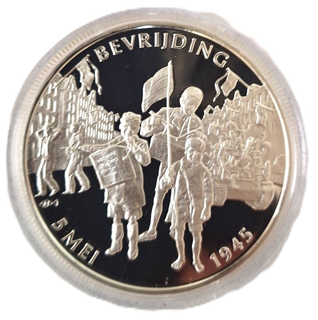 Zilveren bevrijdingspenning 5 mei 1945, Verzamelen, Ophalen of Verzenden, Landmacht, Nederland, Lintje, Medaille of Wings
