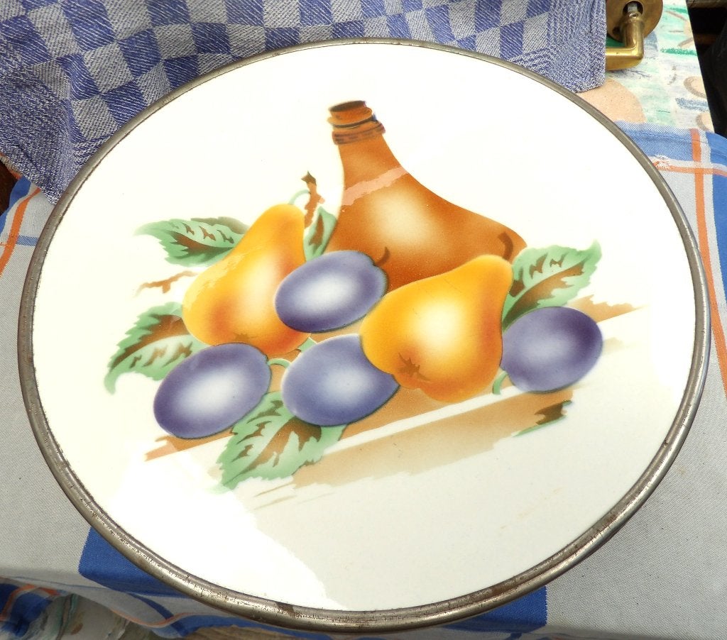 brocante vlaaischotel/ taartplateau porselein/ stilleven, Ophalen of Verzenden